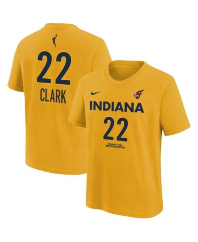 Nike Big Boys and Girls Caitlin Clark Gold Indiana Fever Name & Number T-Shirt