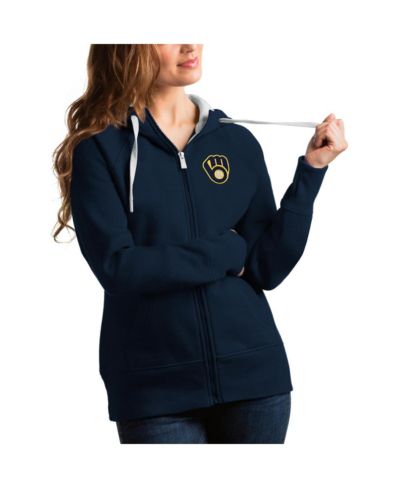 Женское худи Antigua Navy Milwaukee Brewers Team Victory Full-Zip