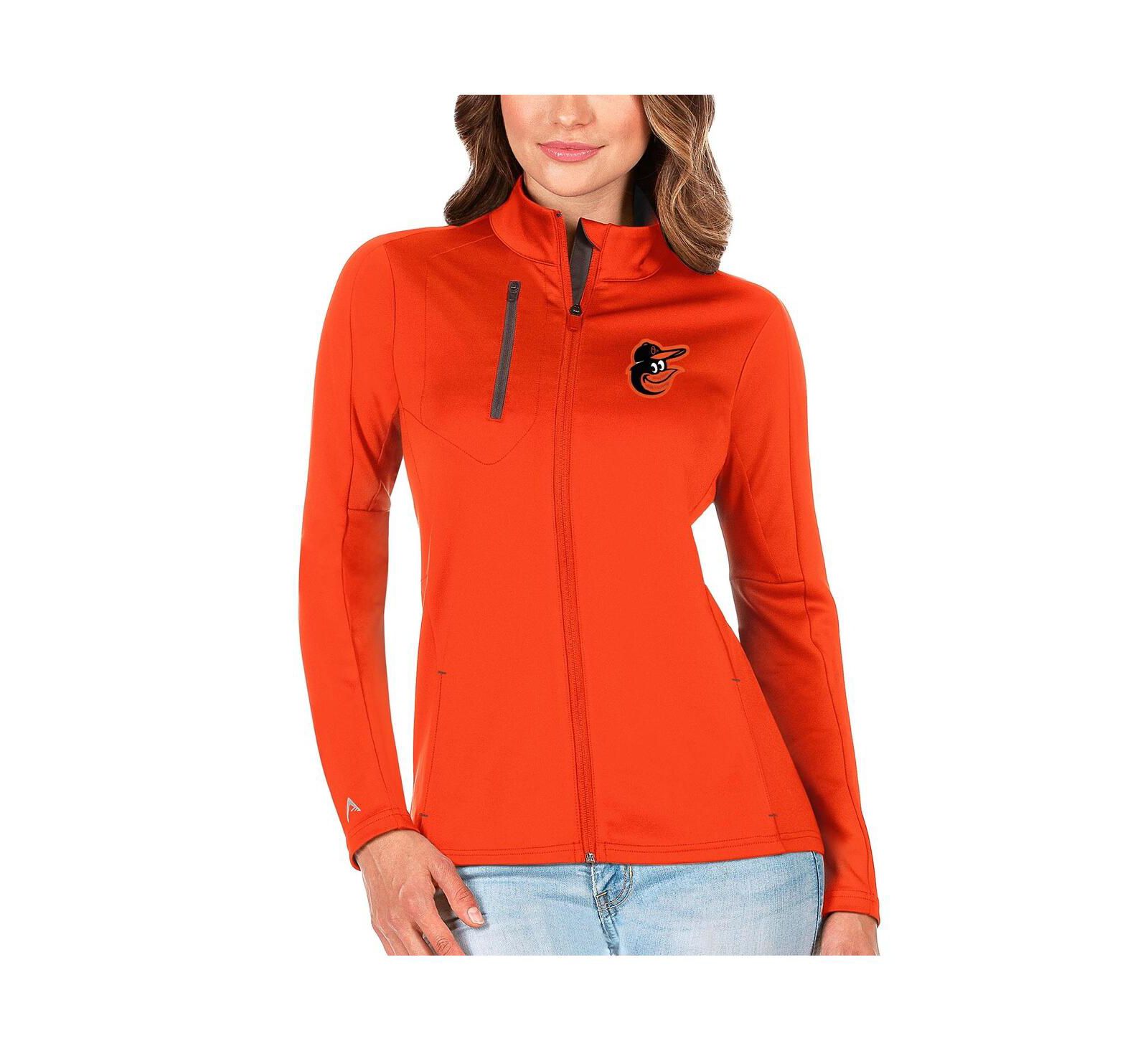 Antigua Women's Orange/Charcoal Baltimore Orioles Generation Full-Zip Jacket
