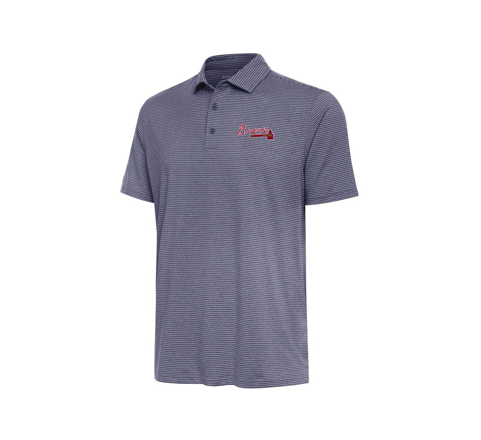 Antigua Men's Heather Navy Atlanta Braves Scheme Polo Shirt