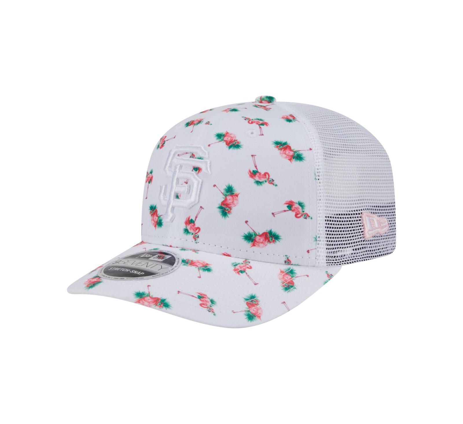 Мужская кепка New Era White San Francisco Giants Flamingo Mesh Back 9SEVENTY Stretch-Snap