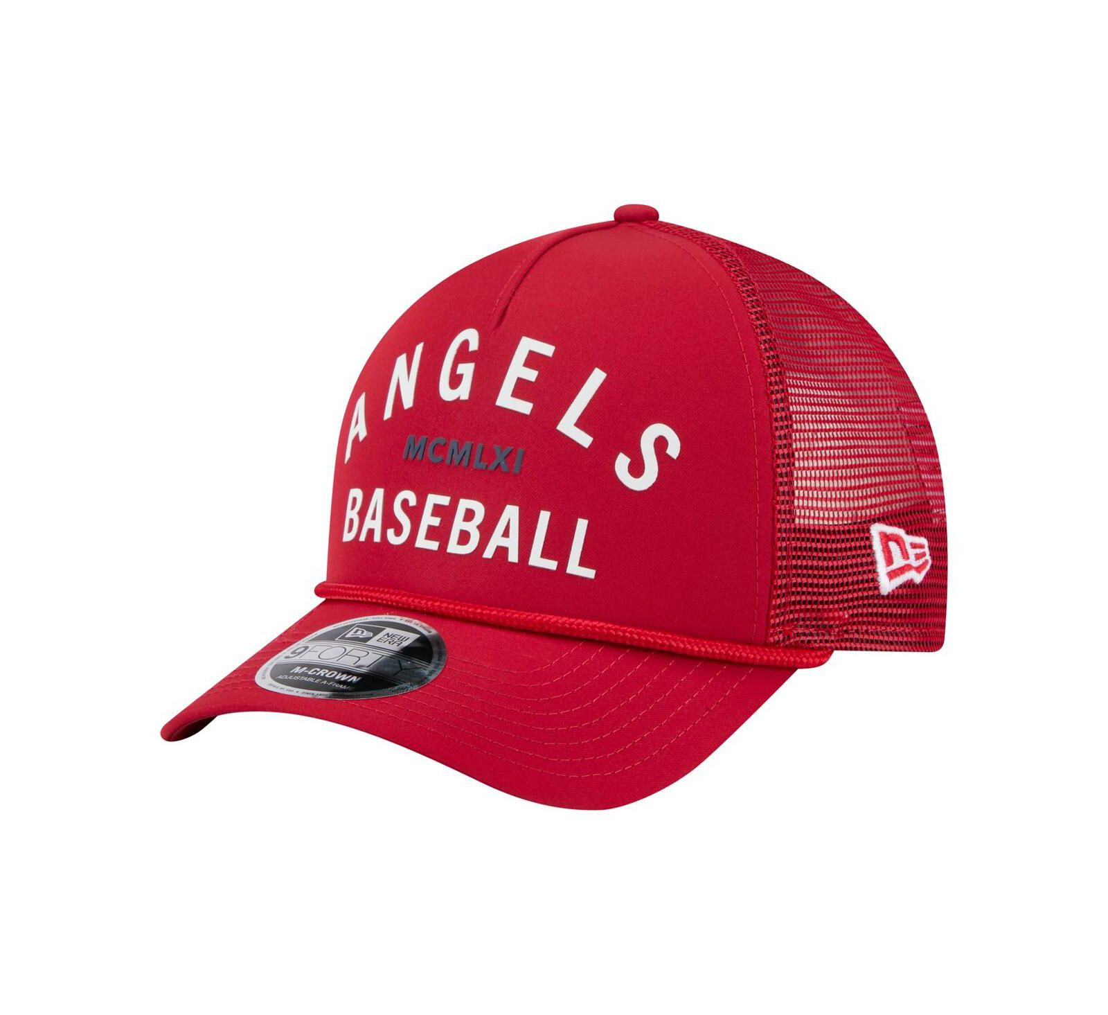 New Era Men's Red Los Angeles Angels Minimalist 9FORTY A-Frame Adjustable Hat