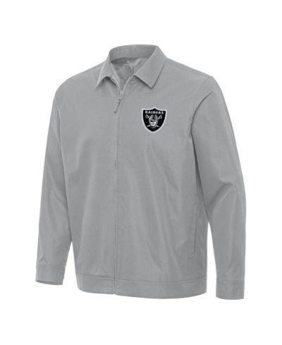 Antigua Men's Gray Las Vegas Raiders Pivot Full-Zip Jacket