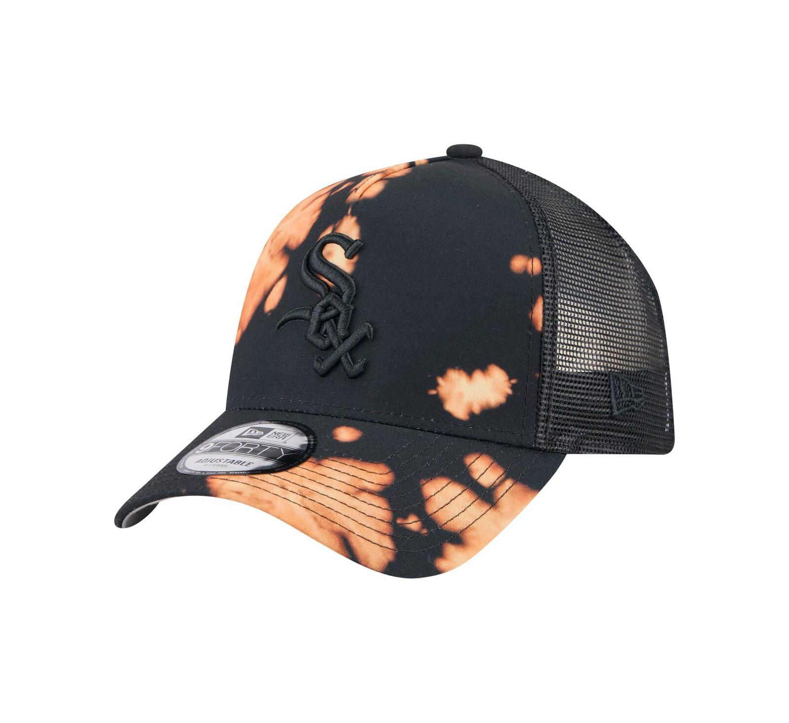 Мужская регулируемая кепка New Era Chicago White Sox Black Bleached A-Frame 9FORTY