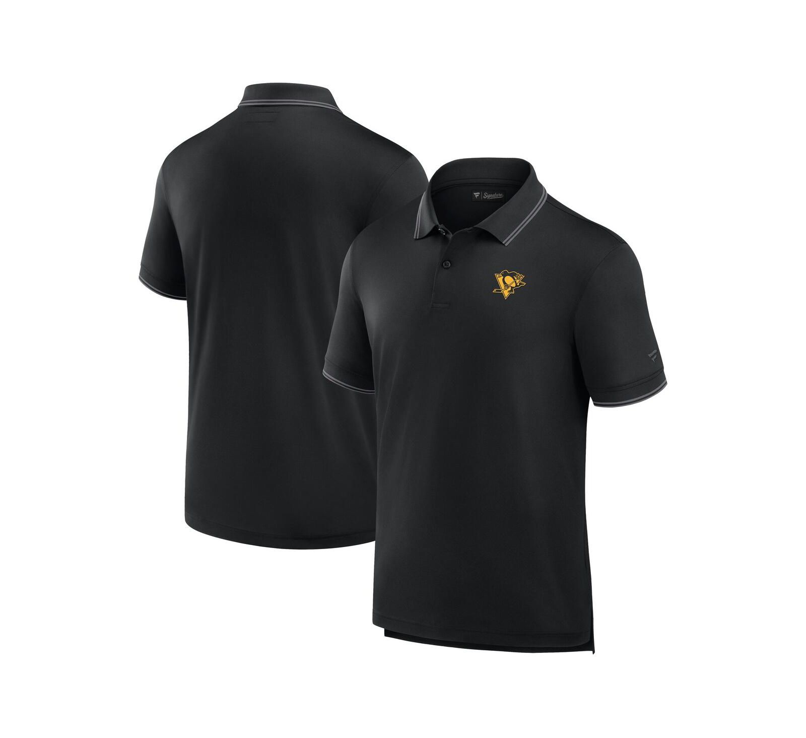 Fanatics Men's Black Pittsburgh Penguins Front Office Pique Polo Shirt
