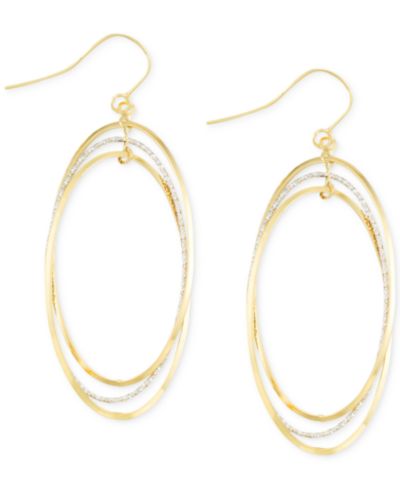 Italian Gold двухцветные овальные серьги-кольца 14k Gold