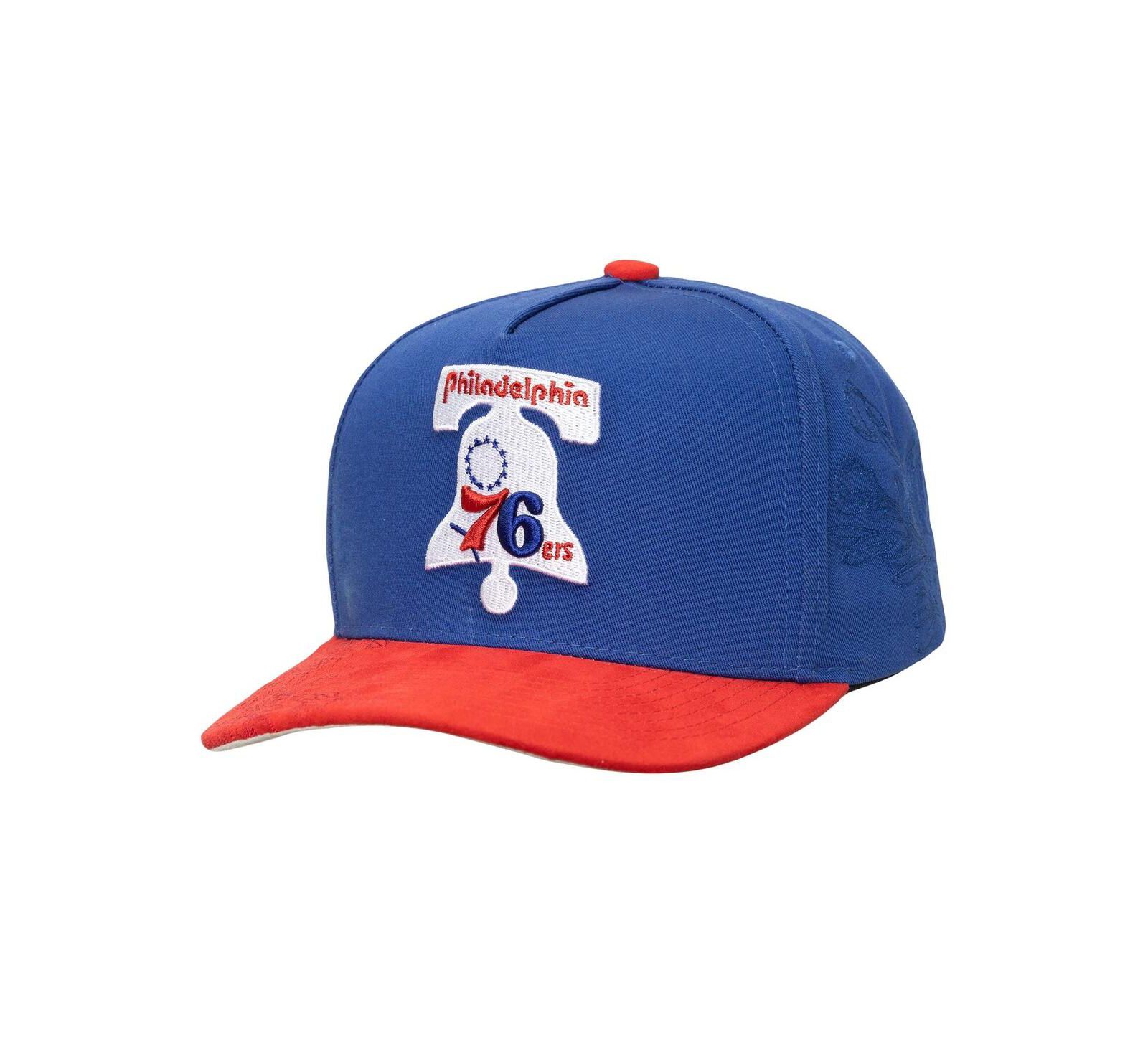 Мужская регулируемая кепка Mitchell & Ness Blue/Red Philadelphia 76ers May Flowers