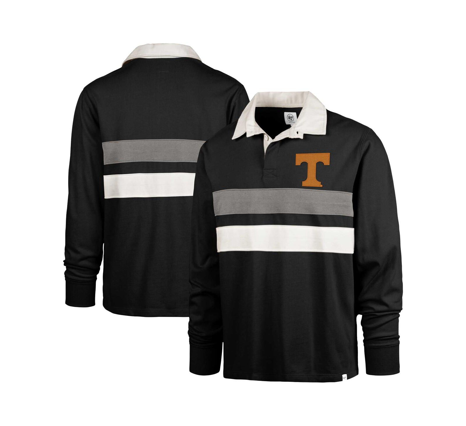 Мужская рубашка-поло '47 Brand Black Tennessee Volunteers Clubhouse Knox Thames Rugby Long Sleeve