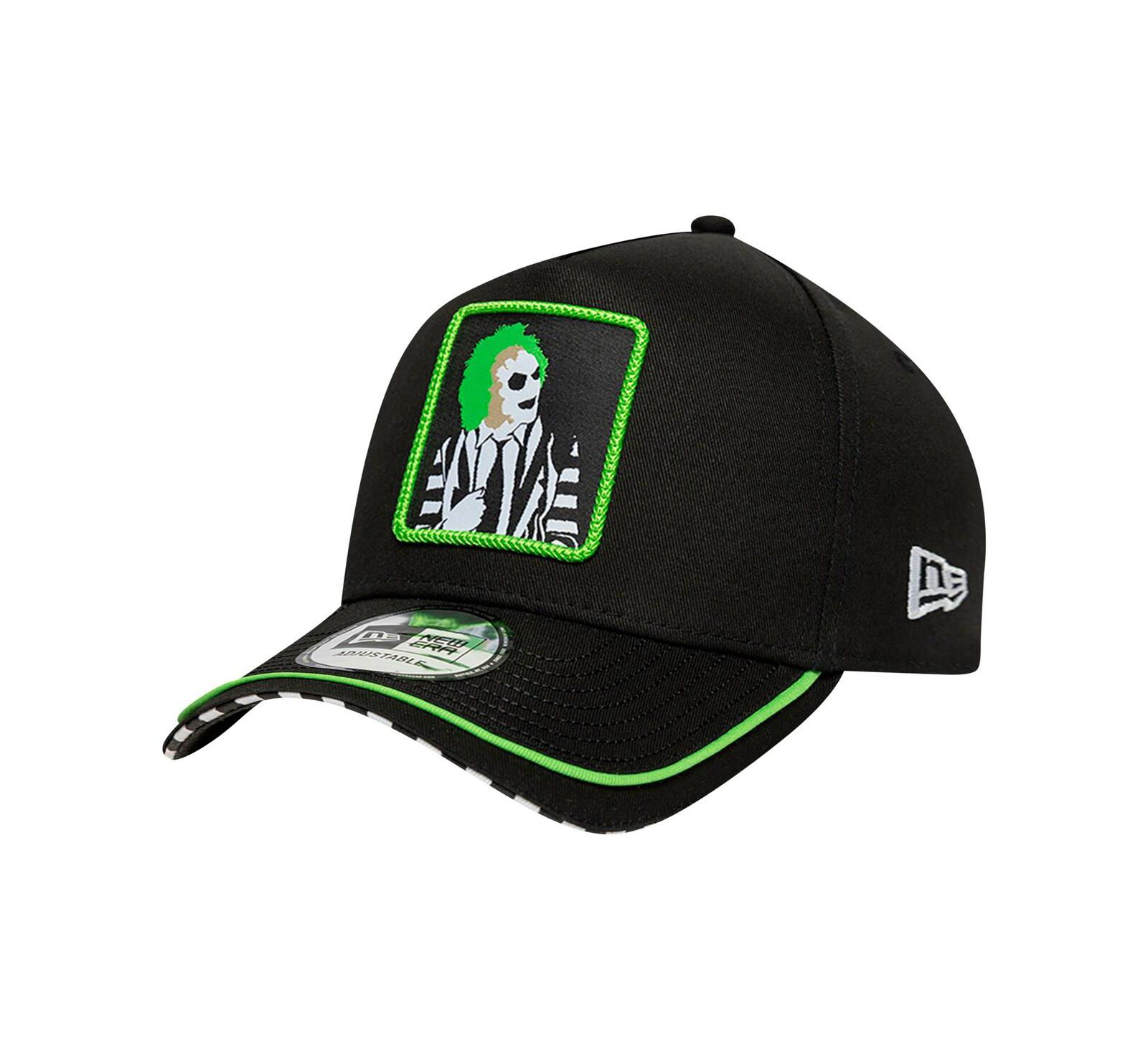 Мужская кепка New Era Black Beetlejuice Green Piping 9FORTY регулируемая