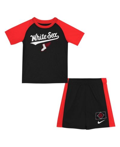 Комплект Nike для мальчиков и девочек Chicago White Sox 2025 City Connect: футболка и шорты, черный/красный