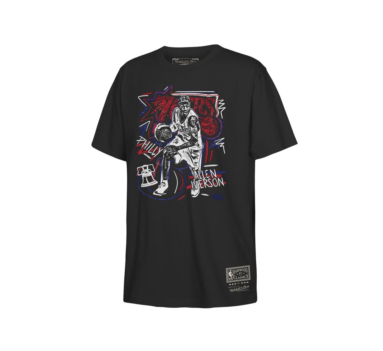 Футболка Mitchell & Ness Big Boys and Girls Allen Iverson Black Philadelphia 76ers Chalked Up