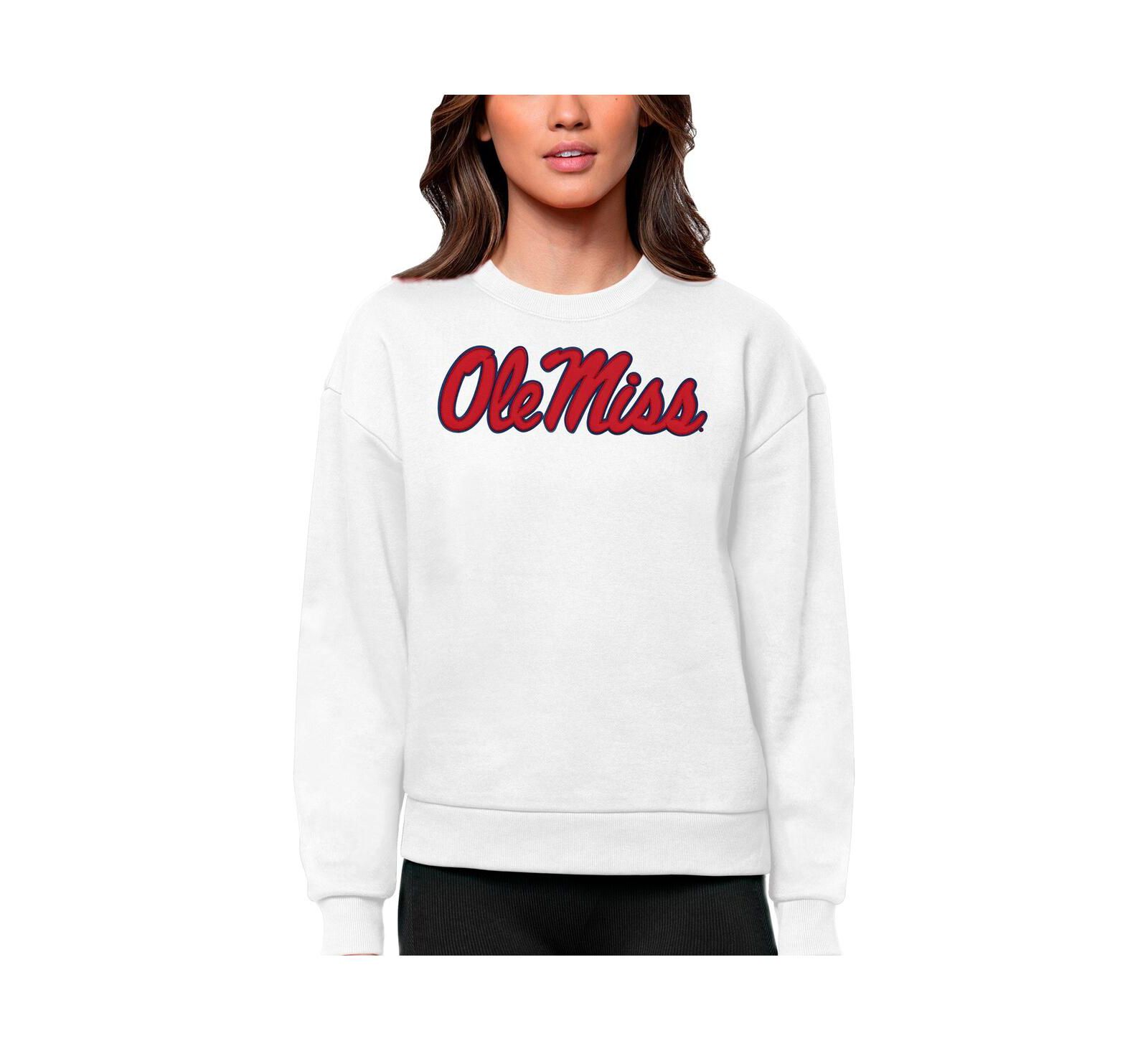 Antigua Женская белая толстовка с капюшоном Ole Miss Rebels Victory Crewneck Pullover