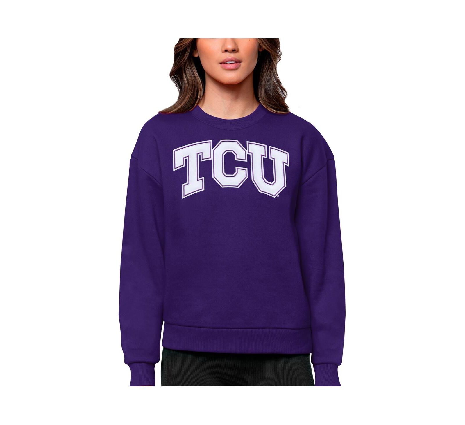 Женское свитшот-толстовка Antigua TCU Horned Frogs Victory, фиолетовое, с круглым вырезом