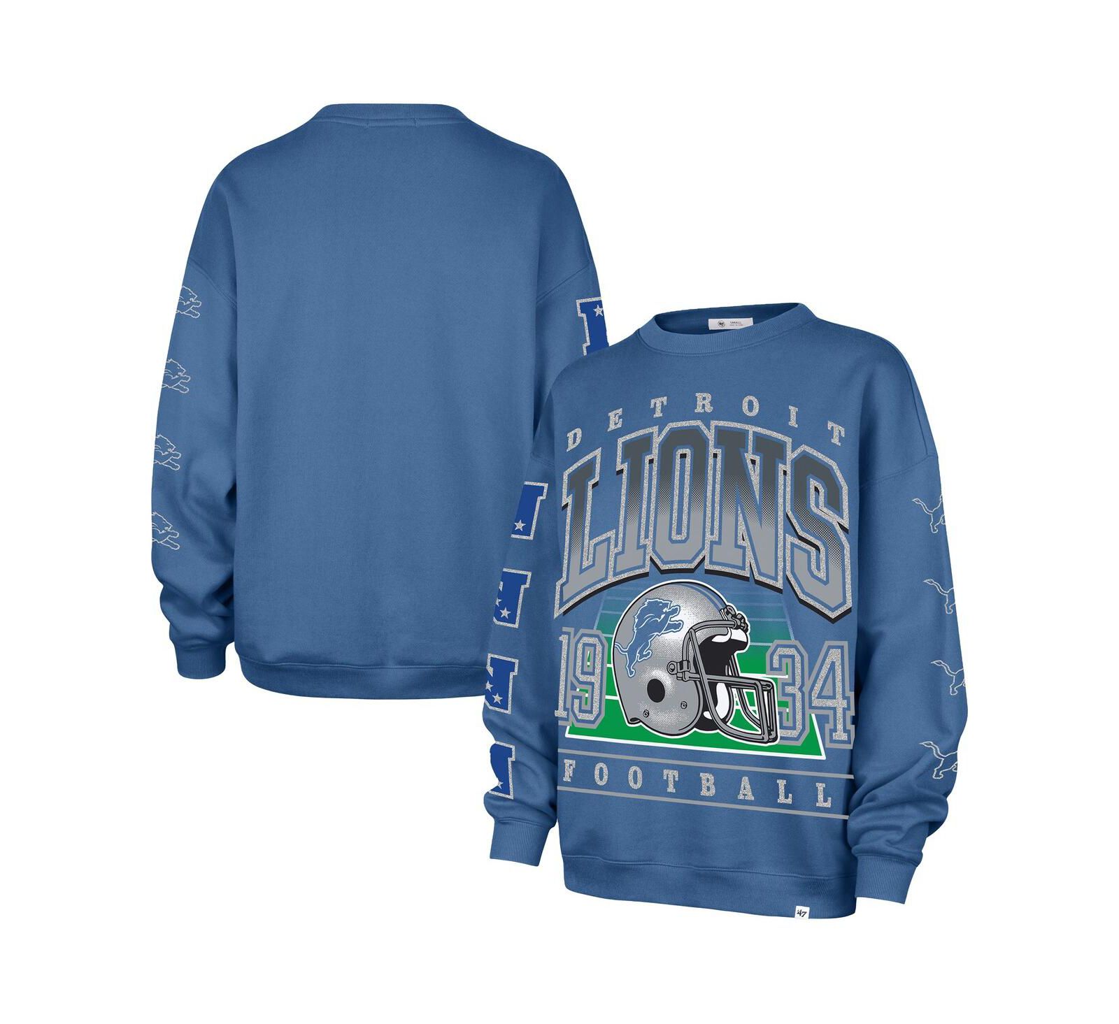 Женская толстовка '47 Brand Blue Detroit Lions Go Big Oversized Pullover