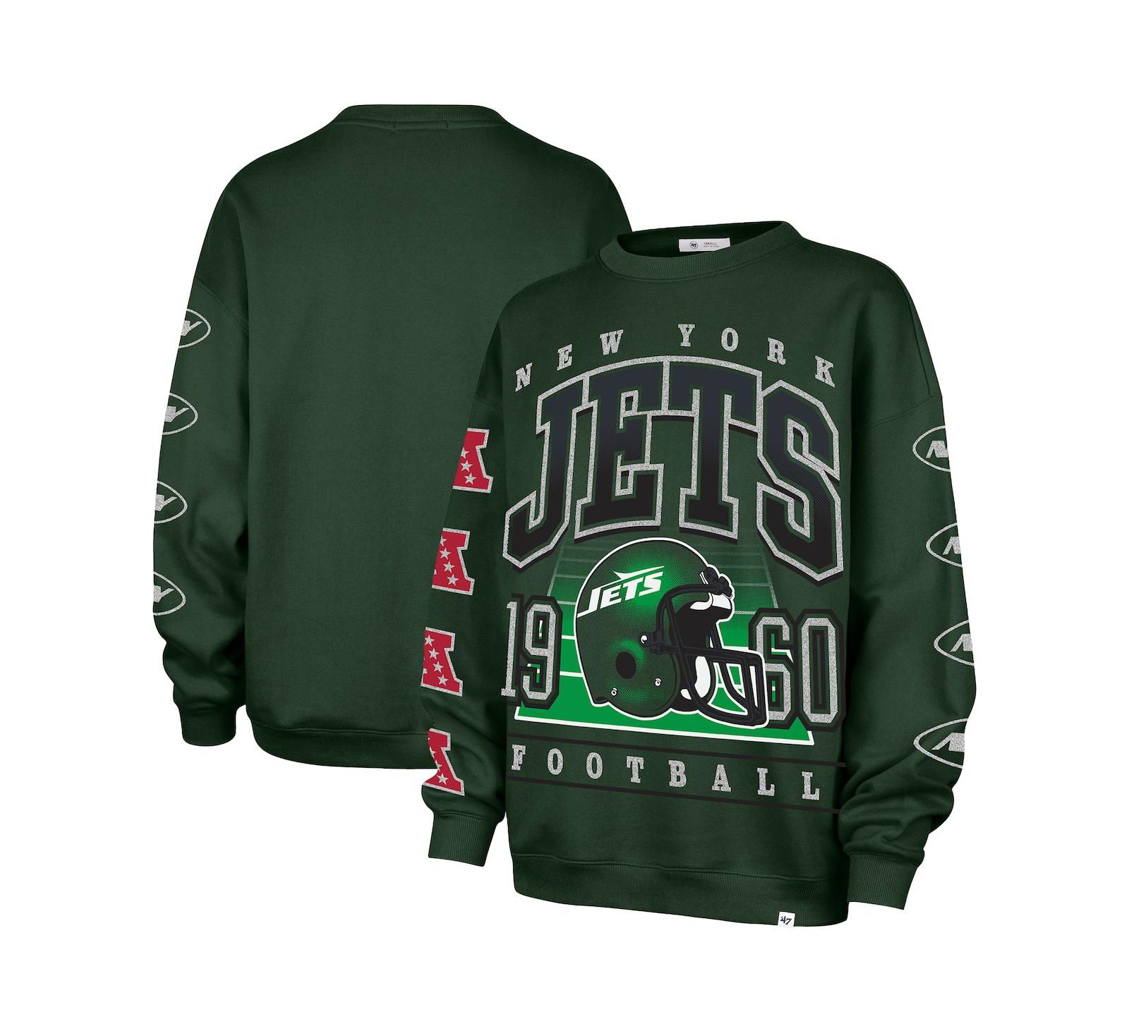 Женский безразмерный свитшот '47 Brand Women's Green New York Jets Go Big Oversized Pullover