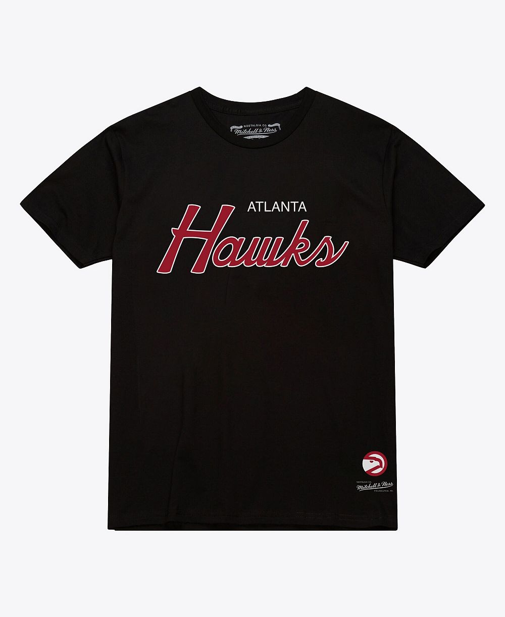 Mitchell & Ness Men's Black Atlanta Hawks Vintage Wordmark T-Shirt