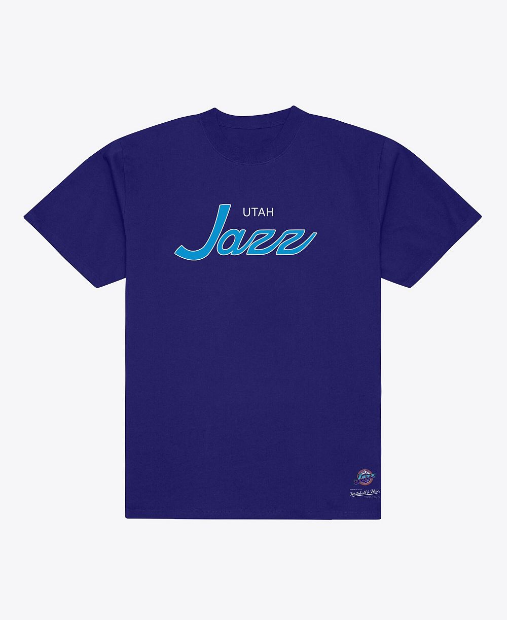 Мужская футболка Mitchell & Ness Purple Utah Jazz Wordmark