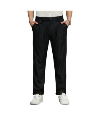 Campus Sutra Men's Midnight Black Corduroy Tailored Trousers