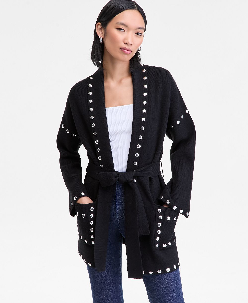 I.N.C. International Concepts Women's Studded Belted Cardigan, Macy's Exclusive