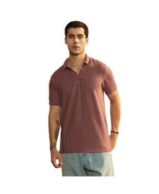 Campus Sutra Men's Grape Purple Texture-Lined Polo T-Shirt