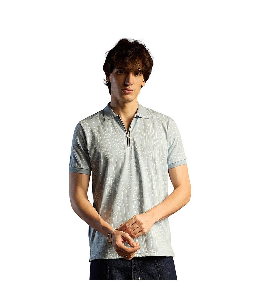 Cahoot Men's Powder Blue Crevice-Lined T-Shirt