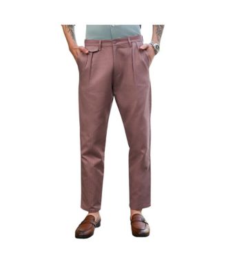 Campus Sutra Men's Nude Pink Striped Tailored Trousers