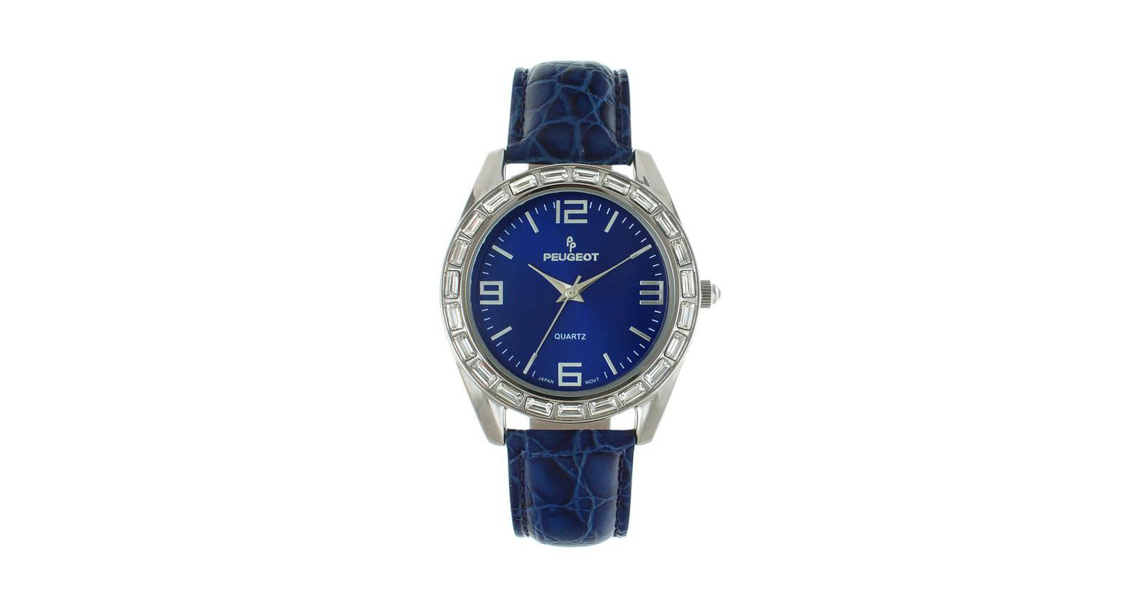 Женские часы Peugeot 40mm Blue Boyfriend с кристаллами Baguette