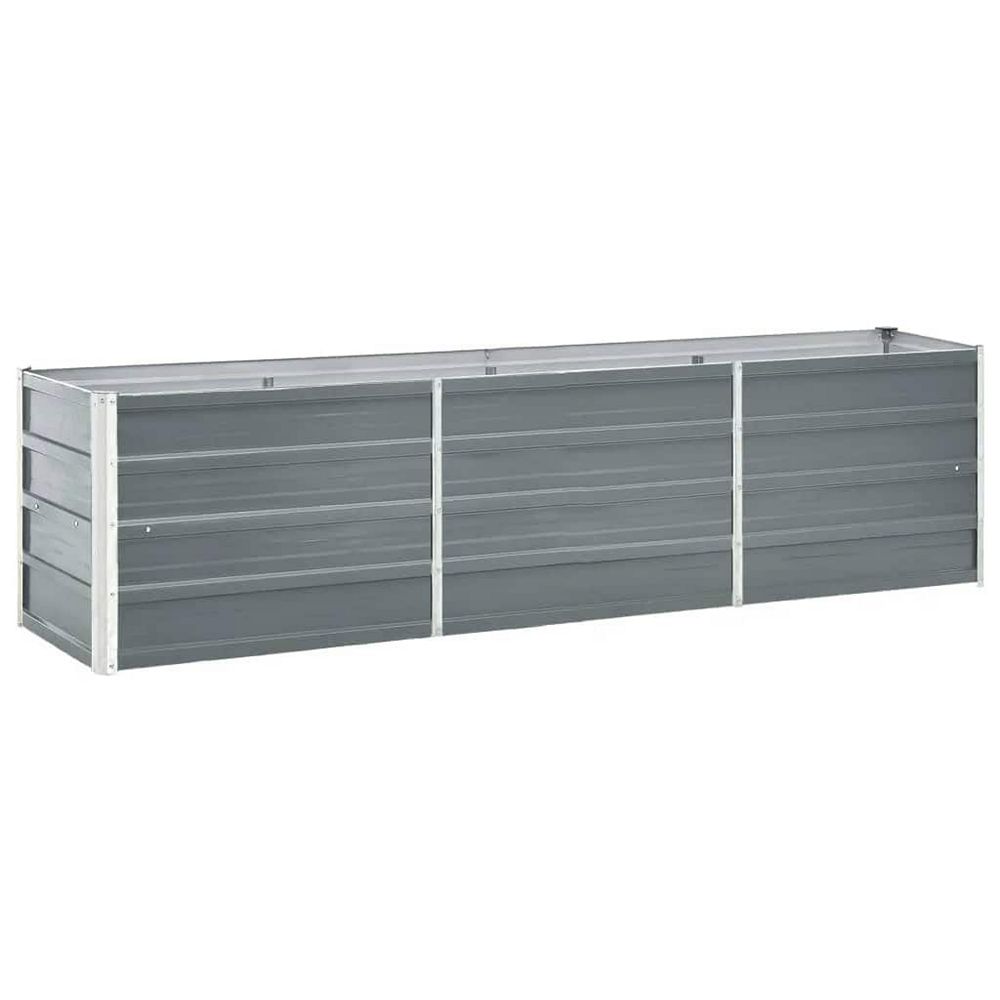 Поднятая грядка vidaXL, серая оцинкованная сталь, 94.5 x 15.7 x 17.7 in