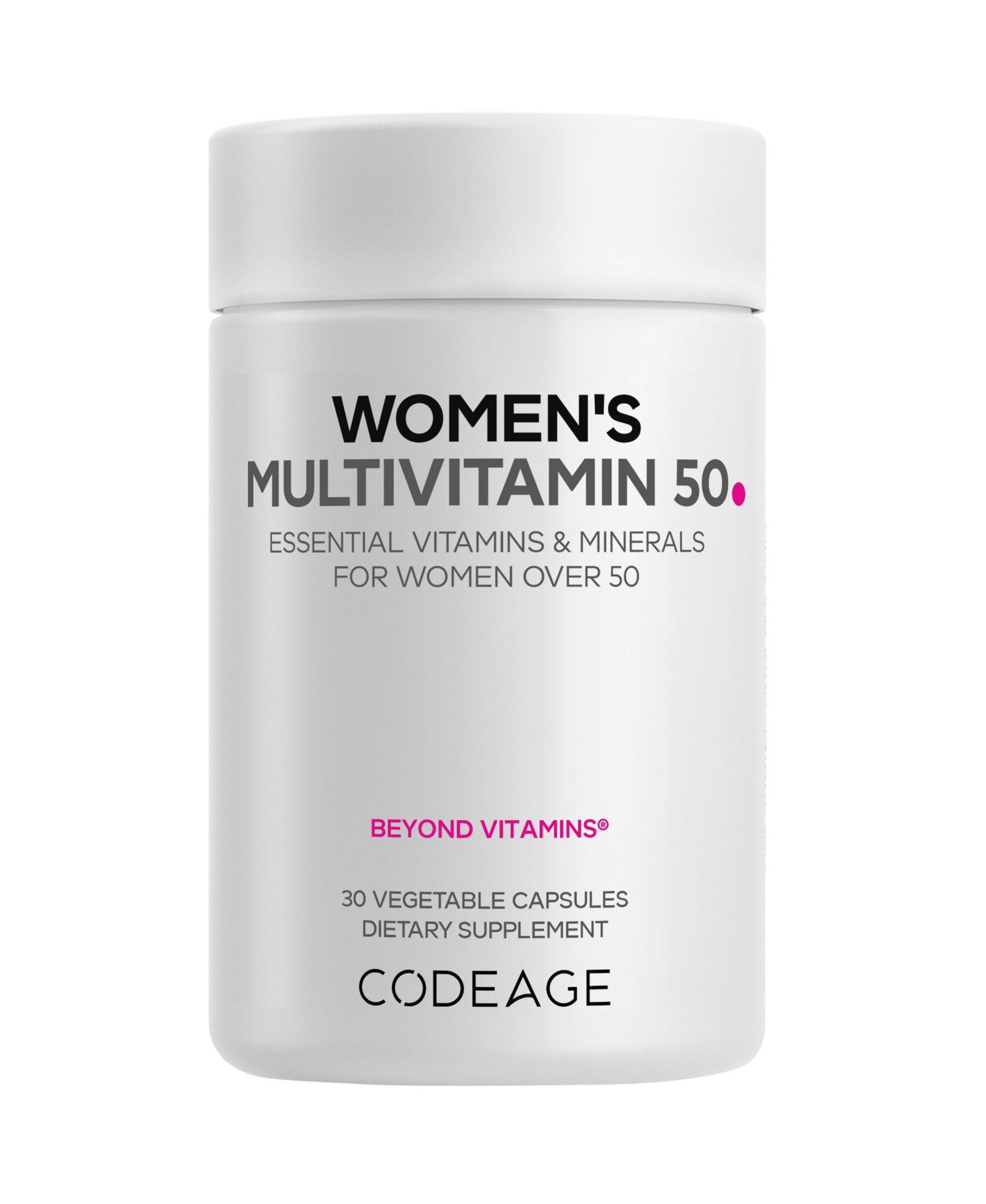 Мультивитамины Codeage Women's Multivitamin 50 - необходимые витамины для женщин старше 50 лет, метилированный фолат, магний, селен, витамин B6 B12, витамин D3, 30 капсул