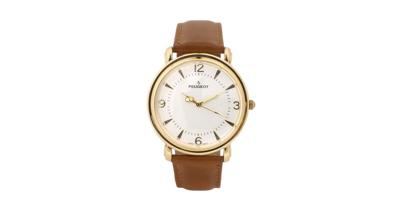 Часы Peugeot Men 38mm Gold Retro Design Calf Skin Leather Strap