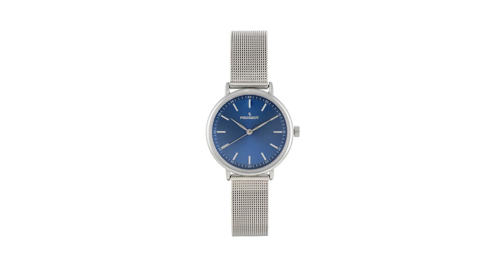 Peugeot Women's 30mm Blue Sleek Stainless Steel Mesh Band Watch