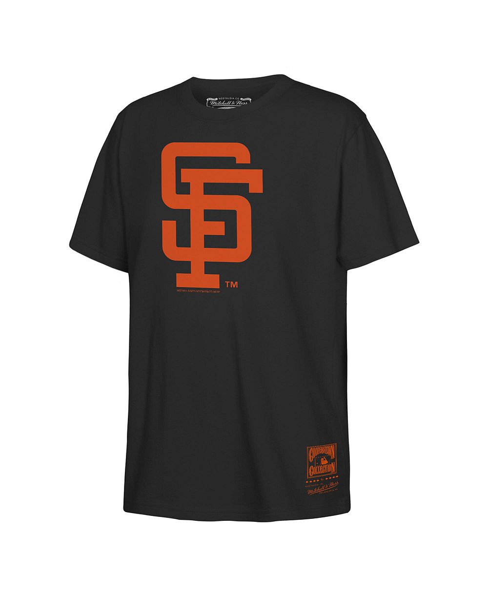 Футболка Mitchell & Ness с ретро-логотипом San Francisco Giants, черная, для мальчиков и девочек