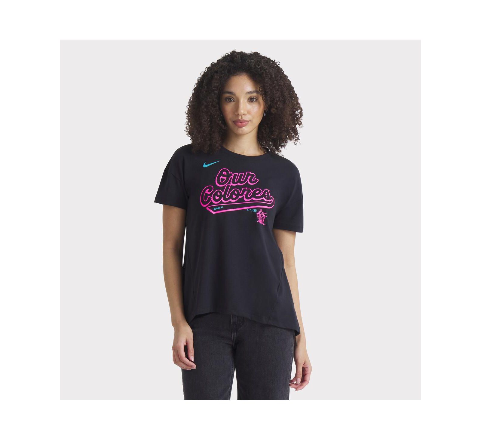 Nike Women's Black Miami Marlins 2025 City Connect Flowy Fashion Tri-Blend Performance T-Shirt