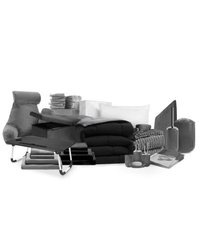 46-Piece College Dorm Room Essentials Twin XL Bedding Comforter Set, Bed in a Bag Comforter Set, Black And Gray