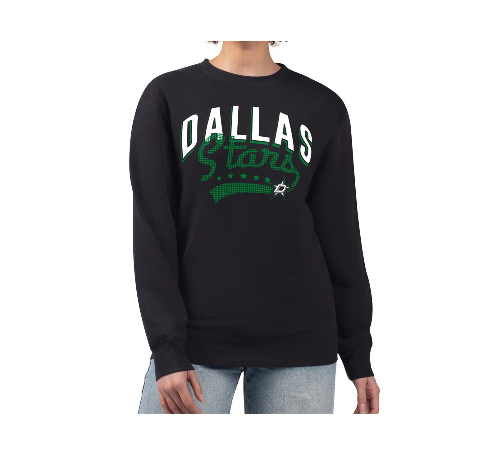 G-III 4Her by Carl Banks Women's Black Dallas Stars Filigree Team Graphic Fleece Pullover Sweatshirt