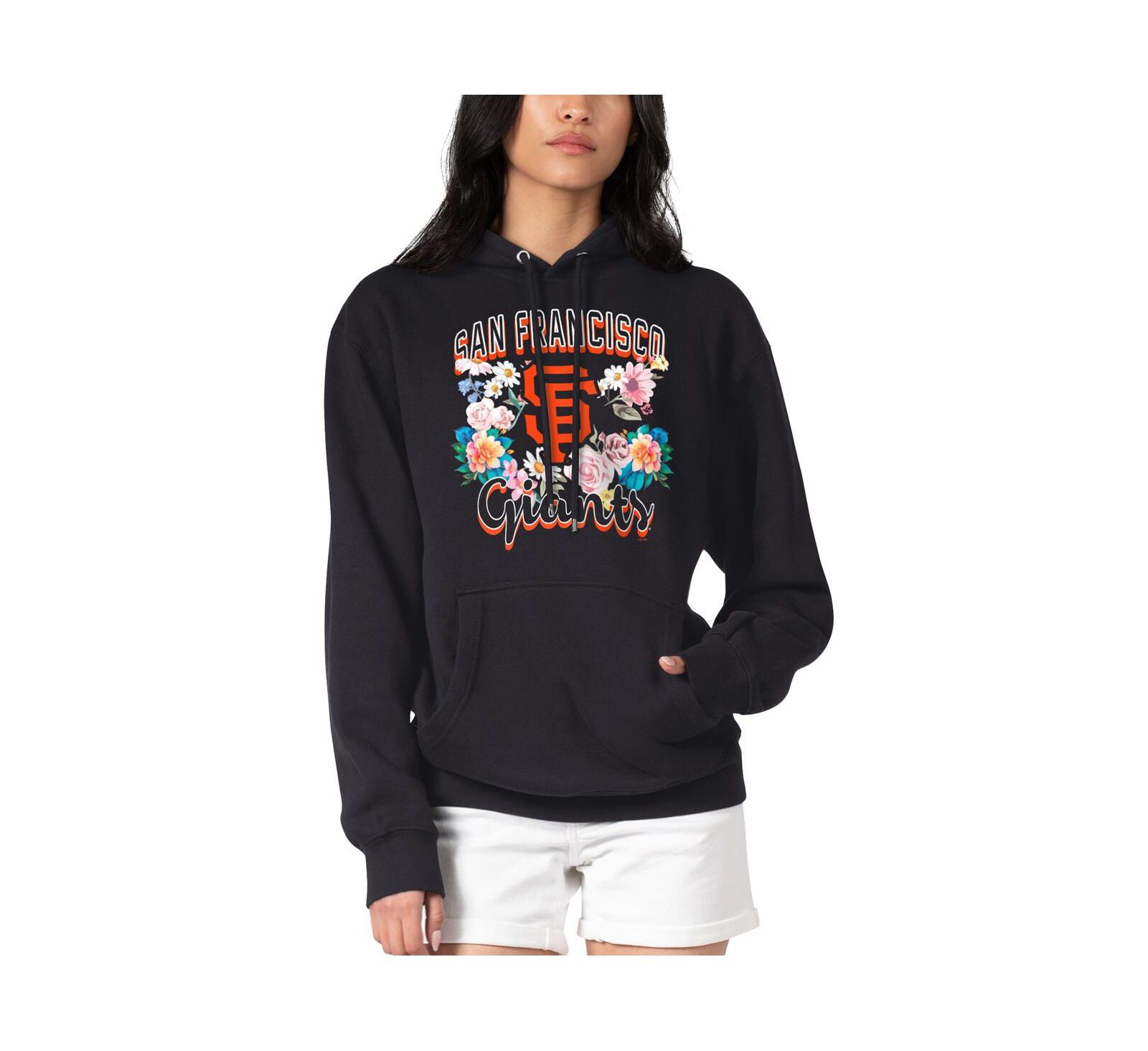 G-III 4Her by Carl Banks Women's Black San Francisco Giants Flowers Graphic Pullover Hoodie