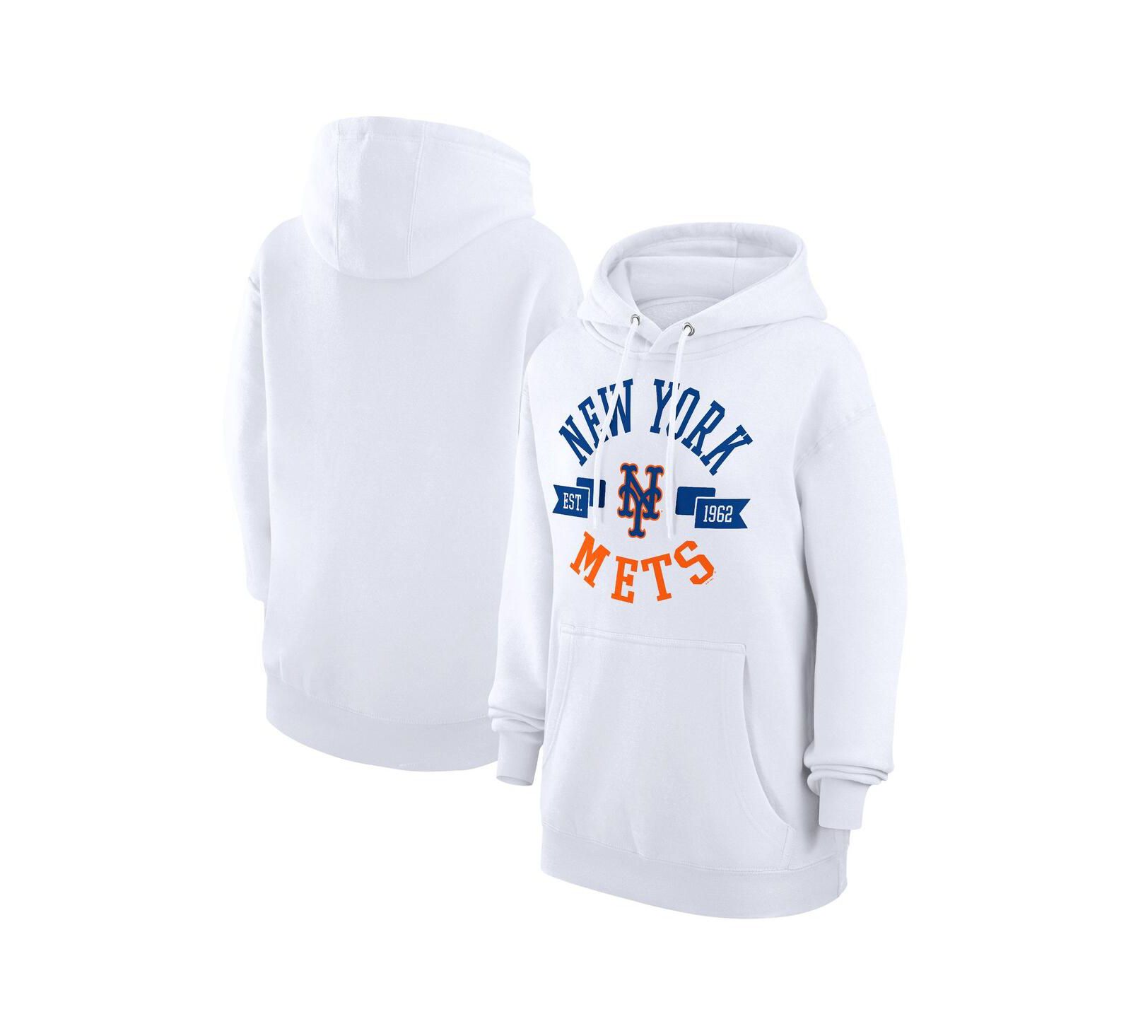 G-III 4Her by Carl Banks Women's White New York Mets City Graphic Pullover Hoodie