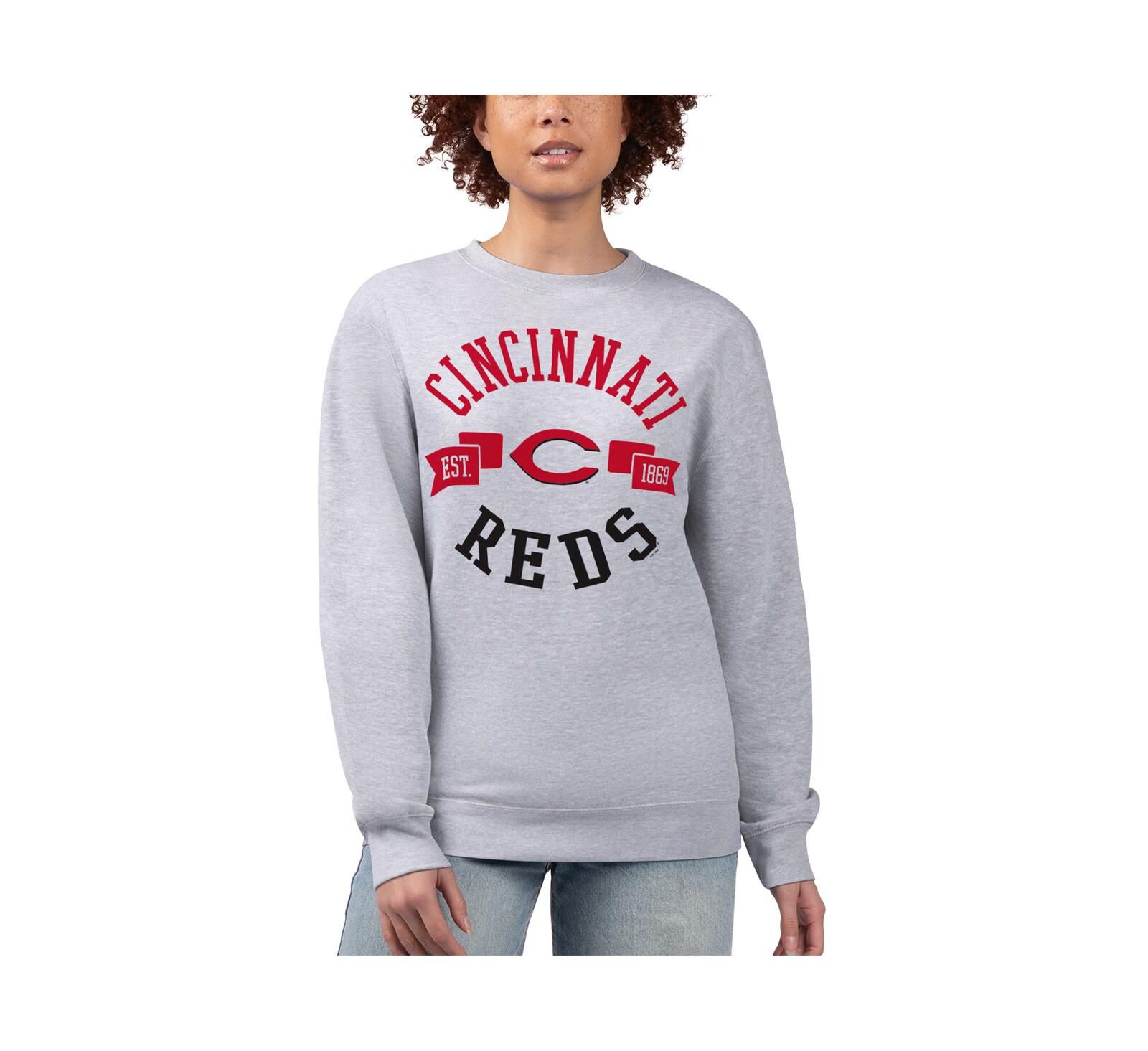 Женский флисовый свитшот G-III 4Her by Carl Banks с логотипом команды Cincinnati Reds, меланж серый