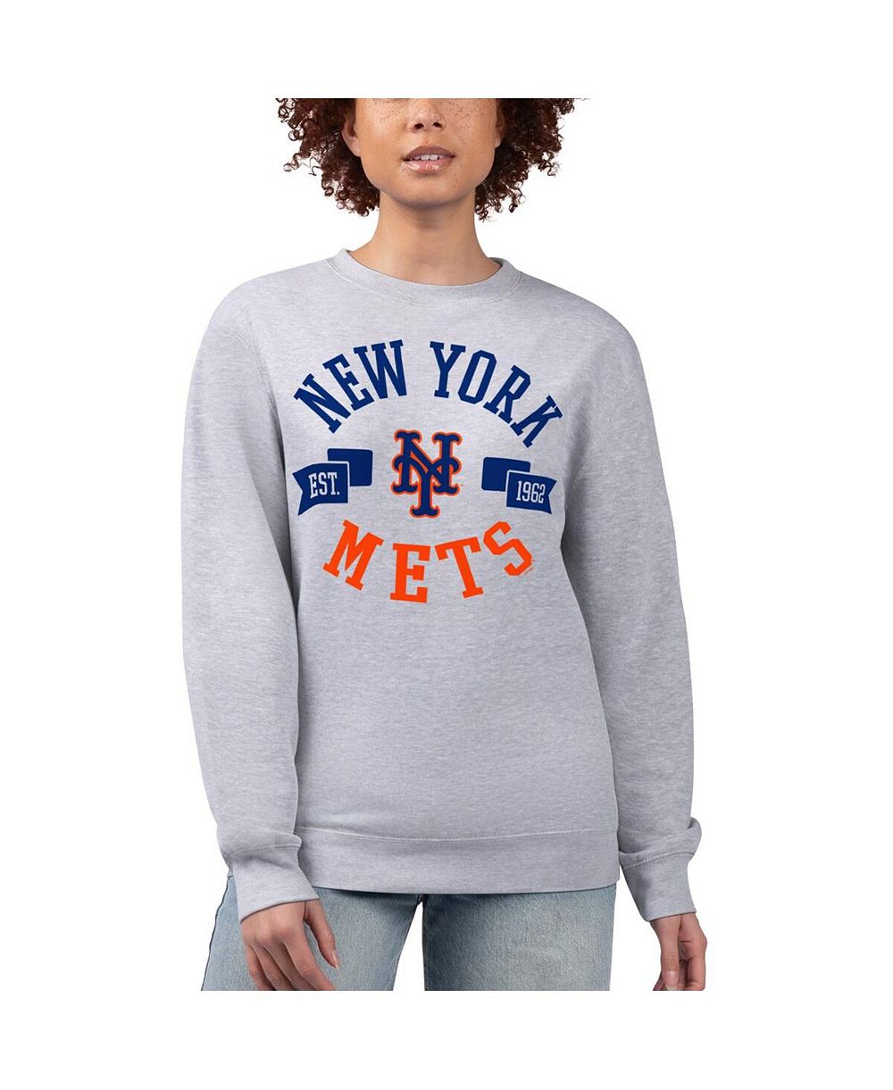 Женская толстовка G-III 4Her by Carl Banks Heather Gray New York Mets Team Logo Fleece Pullover