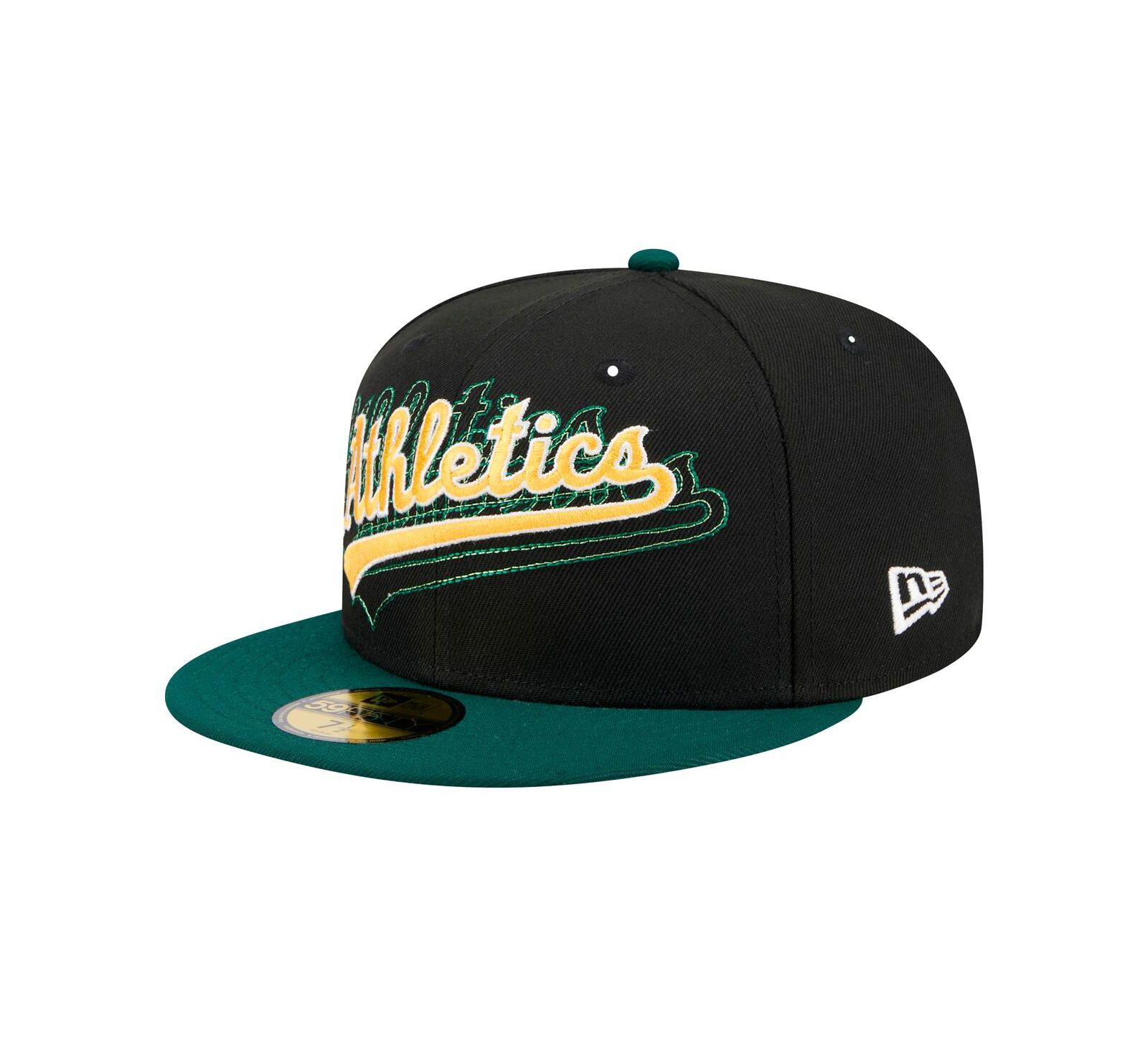 New Era Men's Black Athletics Shadow Stitch 59FIFTY Fitted Hat