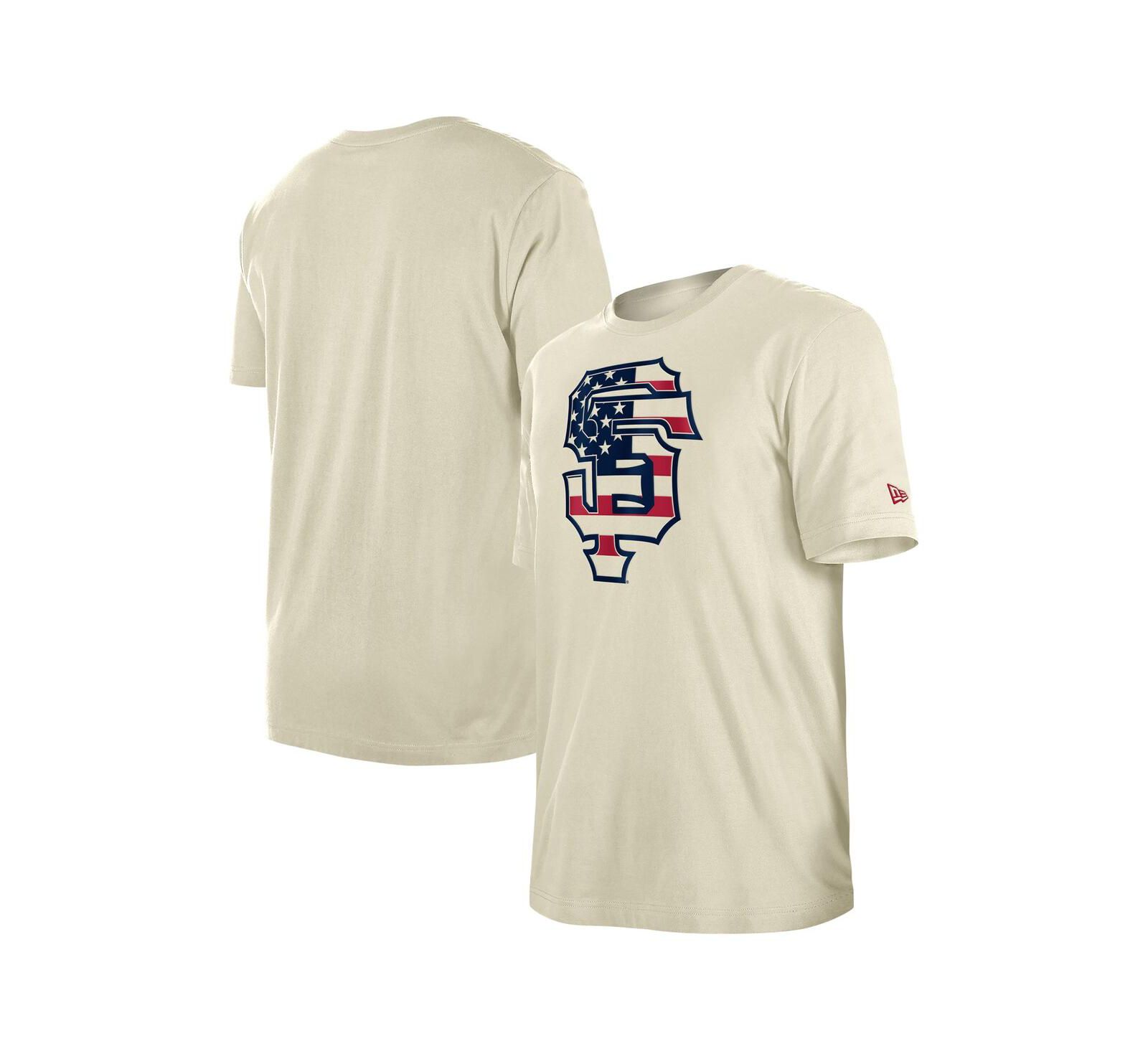 Мужская футболка New Era Cream San Francisco Giants Americana Flag Fill