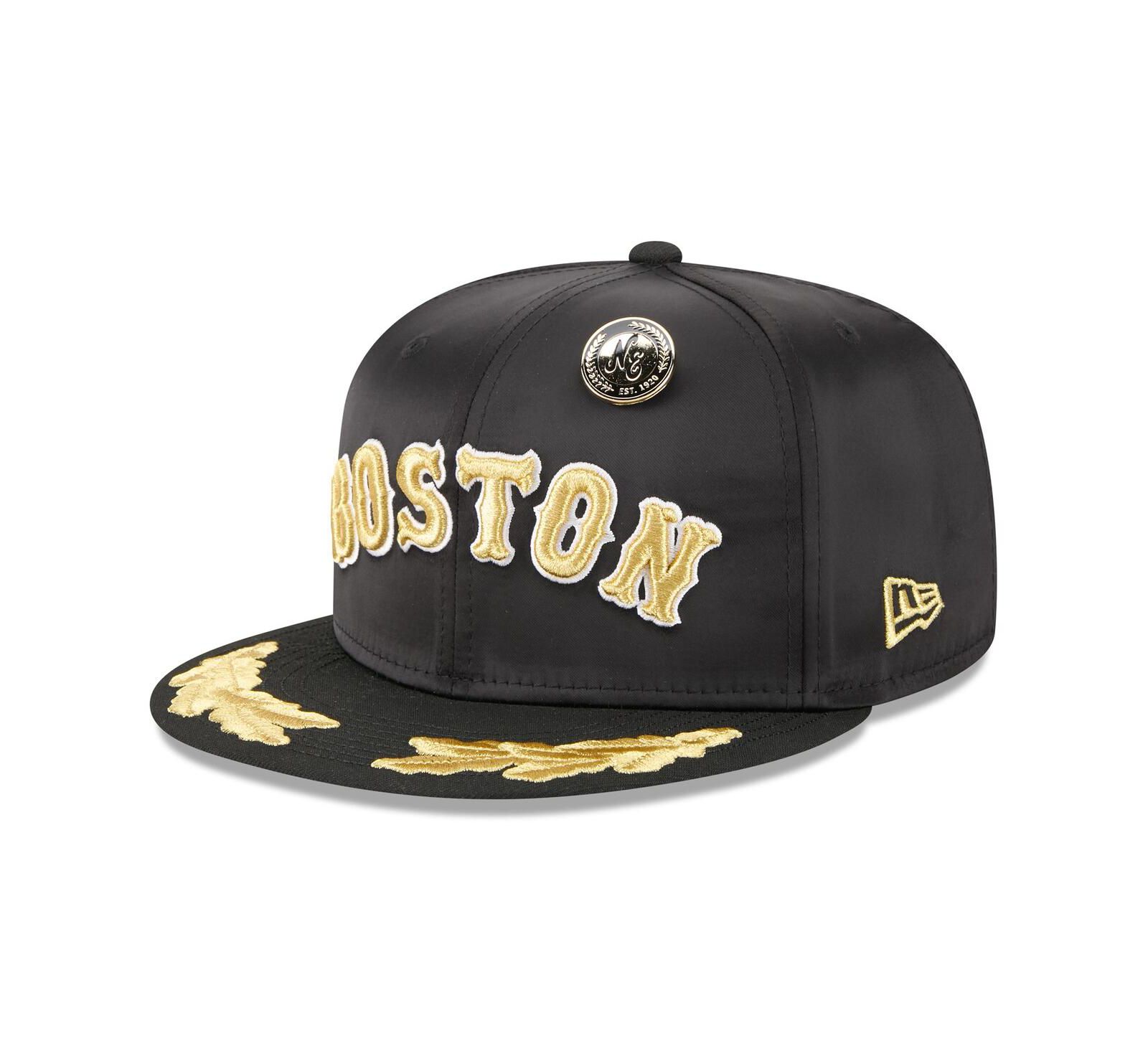 New Era Men's Black Boston Red Sox 2025 59FIFTY Day Gold Leaf 59FIFTY Fitted Hat