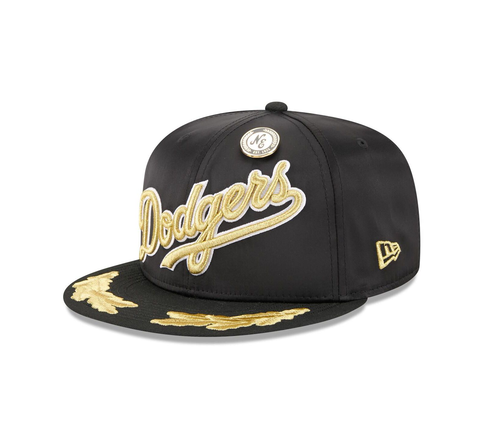 Мужская бейсболка New Era Black Los Angeles Dodgers 2025 59FIFTY Day Gold Leaf 59FIFTY Fitted