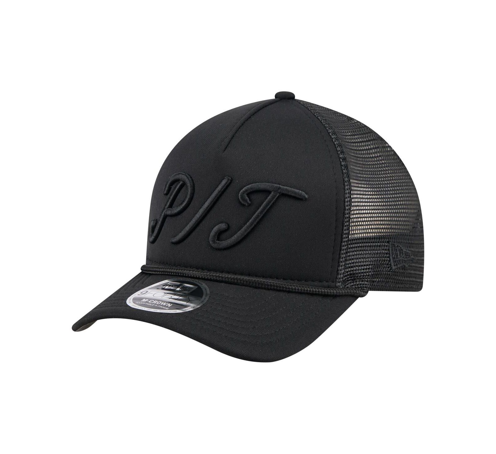 New Era Men's Black Pittsburgh Pirates City Initial 9FORTY A-Frame M-Crown Adjustable Trucker Hat