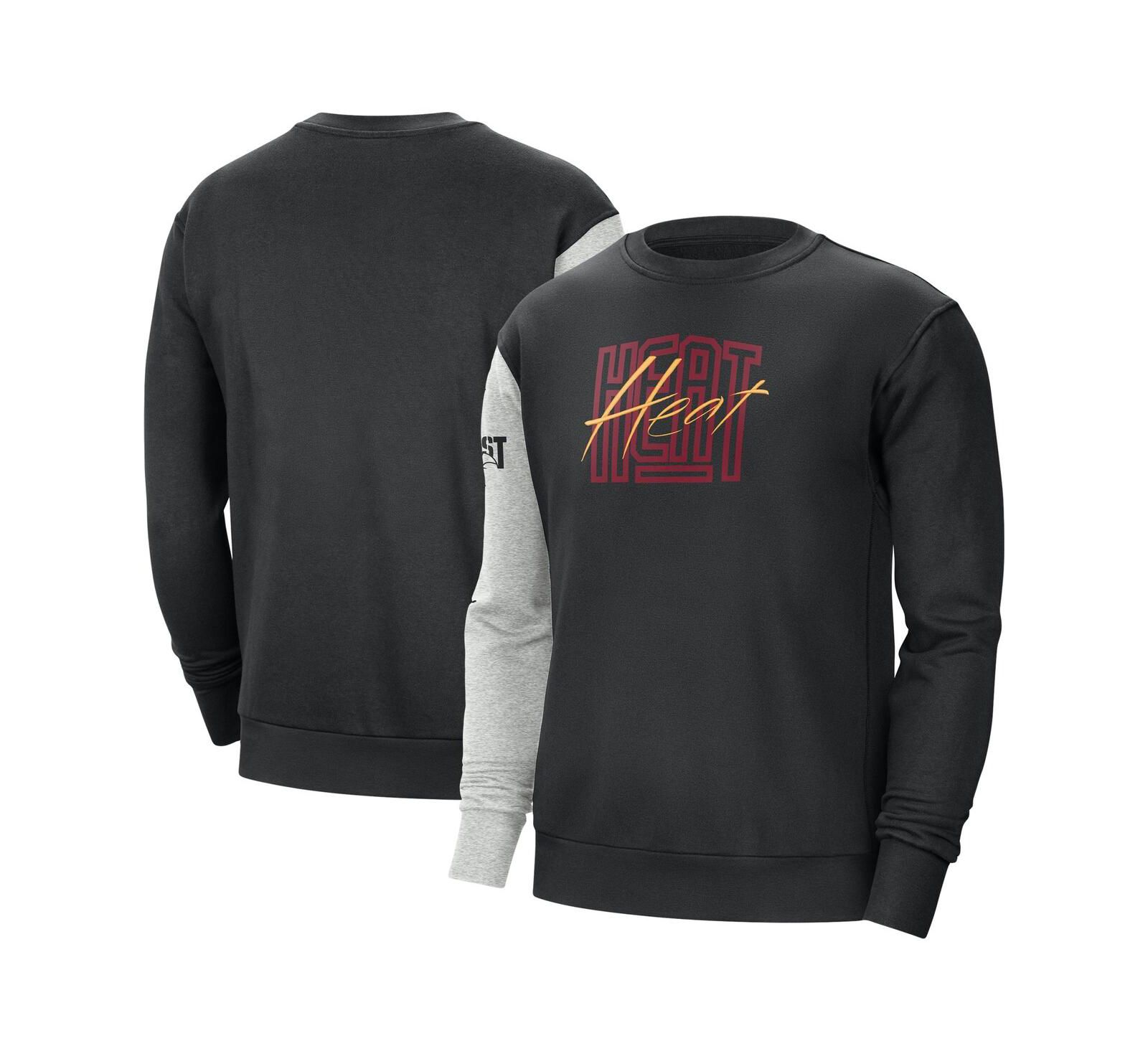 Мужское свитшот Nike Black/Heather Gray Miami Heat Courtside Versus Force Flight Pullover