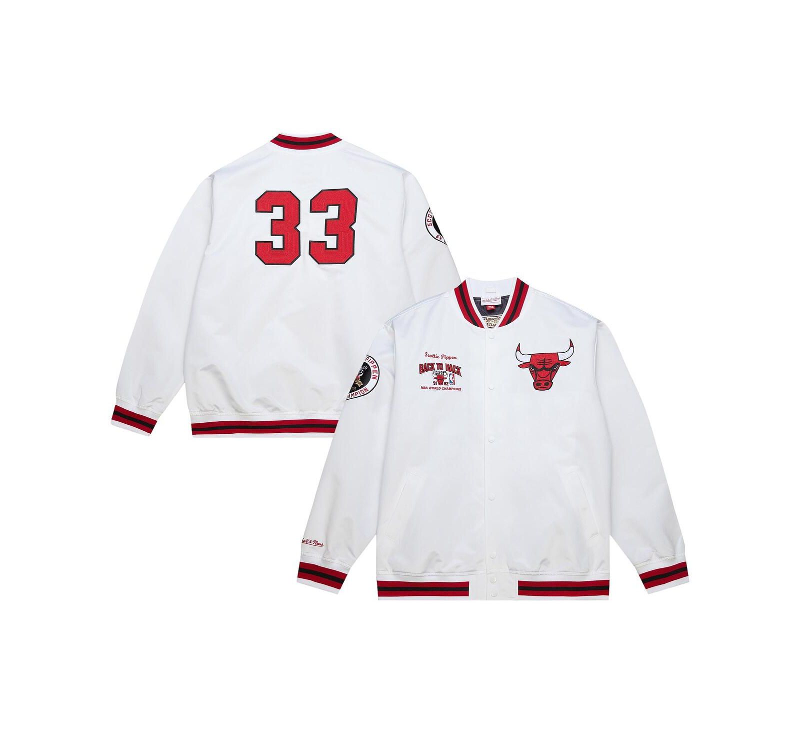 Mitchell & Ness Men's Scottie Pippen White Chicago Bulls NBA Legends Full-Snap Satin Jacket