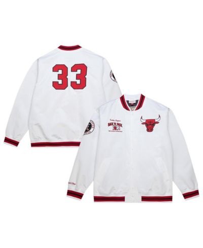 Mitchell & Ness Men's Scottie Pippen White Chicago Bulls NBA Legends Full-Snap Satin Jacket