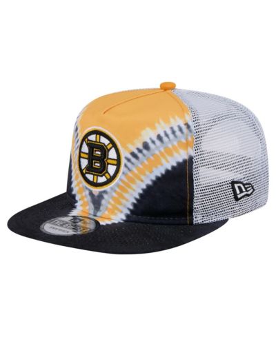 Мужская бейсболка New Era Boston Bruins Throwback V-Dye Adjustable Golfer Hat, Black/Gold