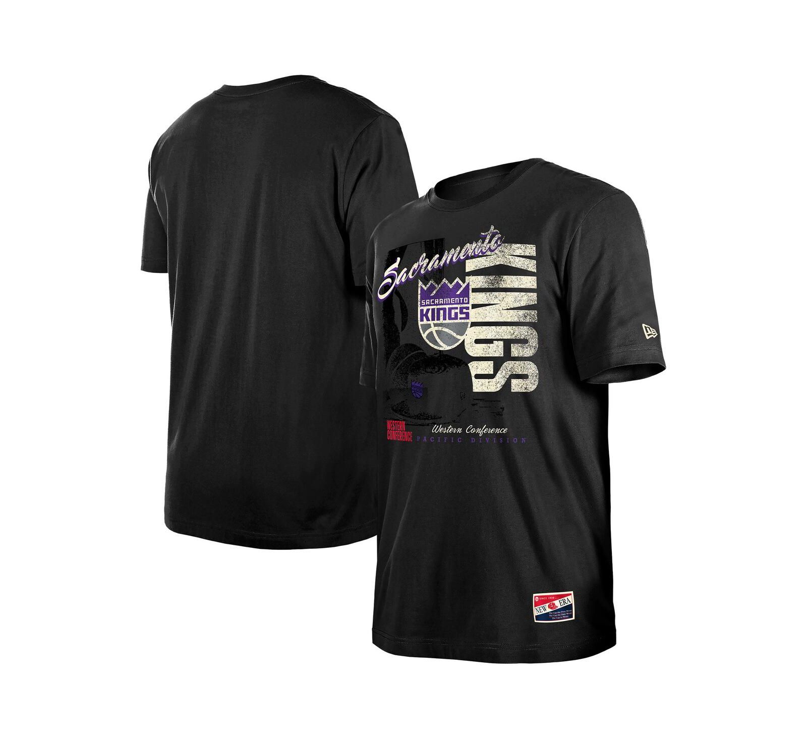 New Era Men's Black Sacramento Kings Distressed Throwback Vintage Color Pack T-Shirt