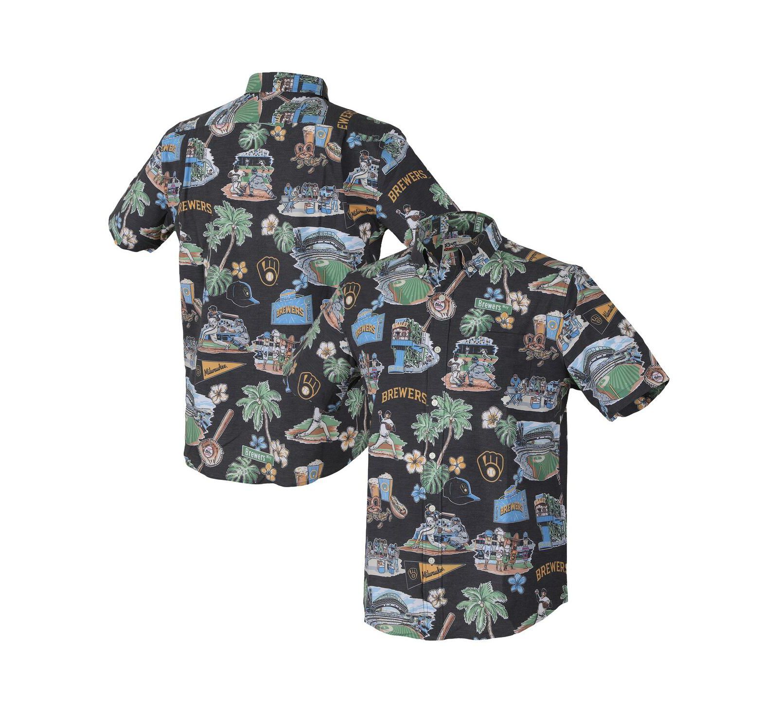 Reyn Spooner Мужская рубашка Milwaukee Brewers Black Button-Down
